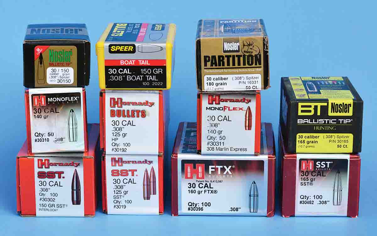 Thirty-caliber bullet selection is broad for handloading the .300 Savage.